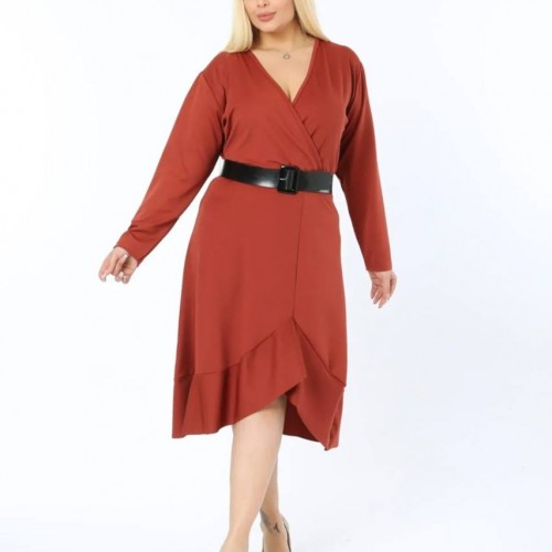 219014 TOPTAN KİREMİT ELBİSE toptan bayan giyim