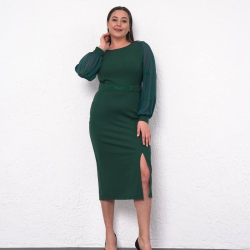 219598 TOPTAN YEŞİL ELBİSE toptan bayan giyim