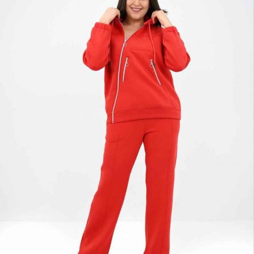 219637 TOPTAN KIRMIZI EŞOFMAN TAKIM toptan bayan giyim