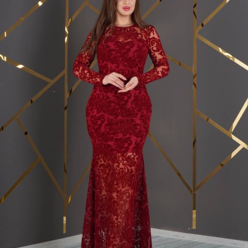 219651 TOPTAN BORDO ABİYE toptan bayan giyim