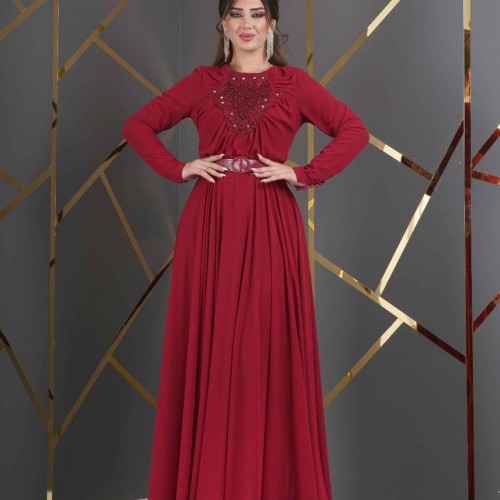 219669 TOPTAN BORDO ABİYE toptan bayan giyim