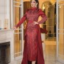 219674 TOPTAN BORDO ABİYE toptan bayan giyim