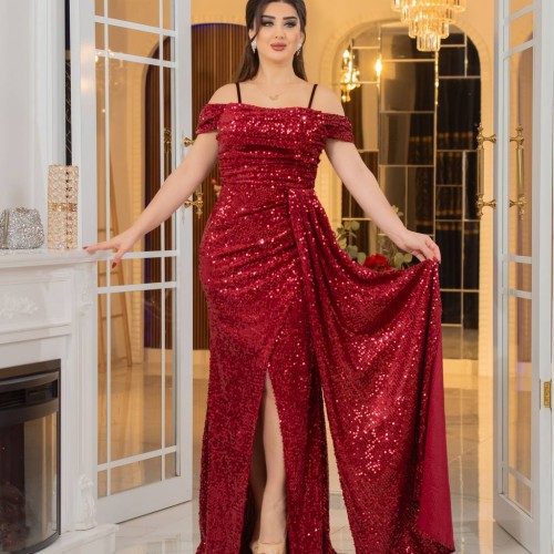 219681 TOPTAN KIRMIZI ABİYE toptan bayan giyim