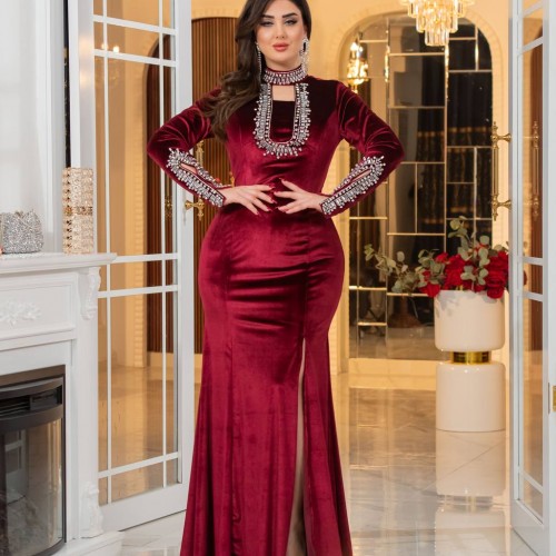 219684 TOPTAN BORDO ABİYE toptan bayan giyim