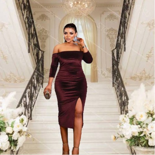 219698 TOPTAN BORDO ABİYE toptan bayan giyim