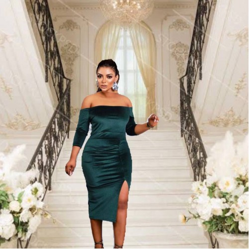 219700 TOPTAN ZÜMRÜT YEŞİL ABİYE toptan bayan giyim