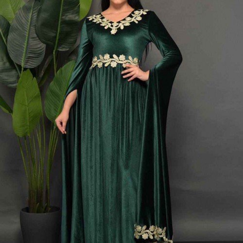 219711 TOPTAN ZÜMRÜT YEŞİL ABİYE toptan bayan giyim