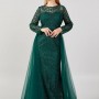 219718 TOPTAN ZÜMRÜT YEŞİL ABİYE toptan bayan giyim