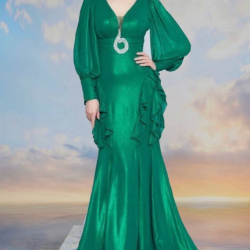 219721 TOPTAN YEŞİL ABİYE toptan bayan giyim