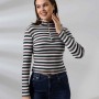 219826 TOPTAN ÇİZGİLİ BLUZ toptan bayan giyim