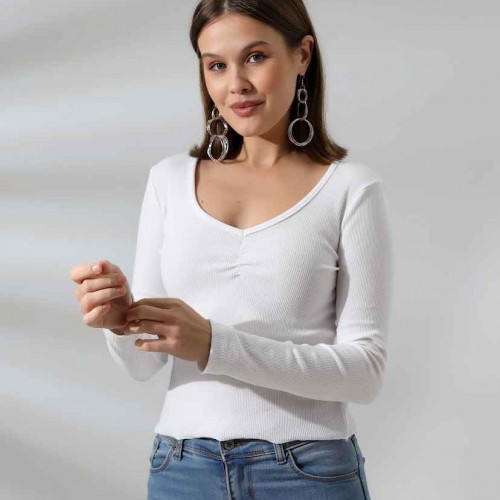 219828 TOPTAN BEYAZ BLUZ toptan bayan giyim