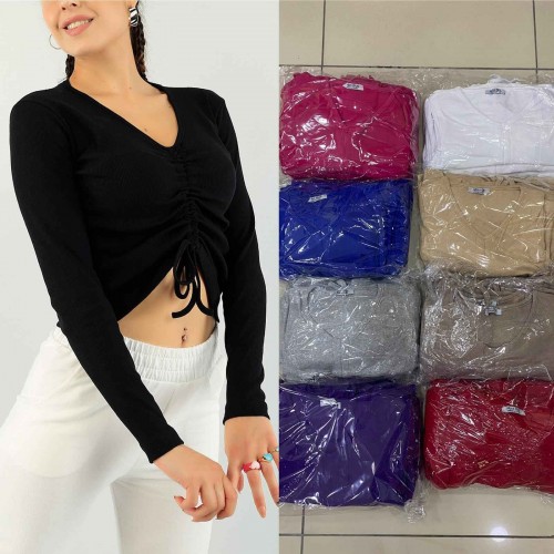 219866 TOPTAN SAKS BLUZ toptan bayan giyim