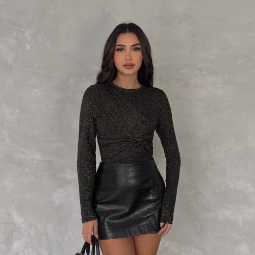 219925 TOPTAN SİYAH BLUZ toptan bayan giyim