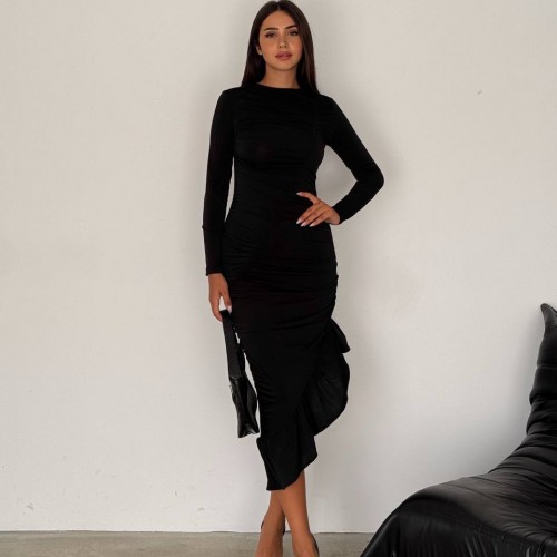 219958 TOPTAN SİYAH ELBİSE toptan bayan giyim