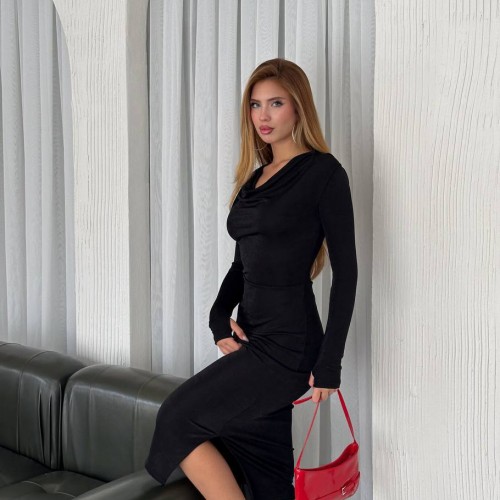 219963 TOPTAN SİYAH ELBİSE toptan bayan giyim