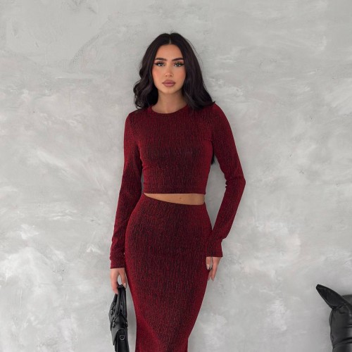 220012 TOPTAN BORDO ETEK TAKIM toptan bayan giyim