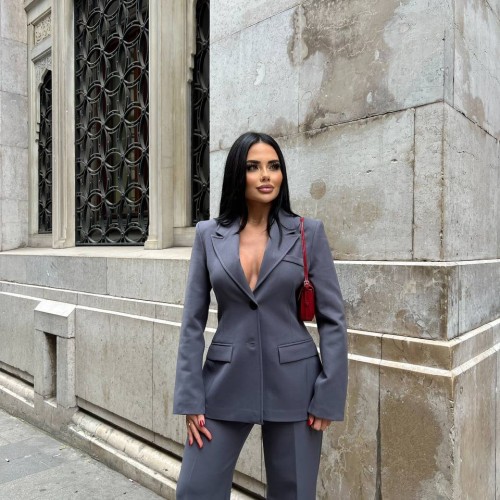 220036 TOPTAN GRİ CEKET toptan bayan giyim