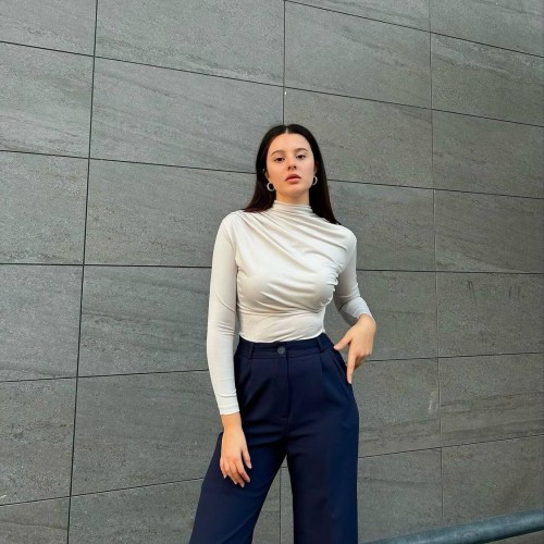 220095 TOPTAN BEJ BLUZ toptan bayan giyim