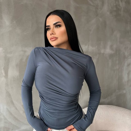 220097 TOPTAN GRİ BLUZ toptan bayan giyim