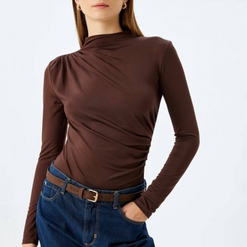 220098 TOPTAN KAHVE BLUZ 220098 TOPTAN KAHVE BLUZ toptan bayan giyim