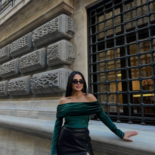 220120 TOPTAN ZÜMRÜT YEŞİL BLUZ toptan bayan giyim