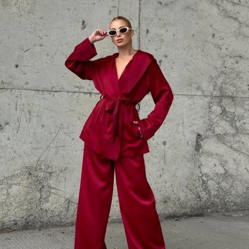 220138 TOPTAN BORDO PANTOLON TAKIM toptan bayan giyim