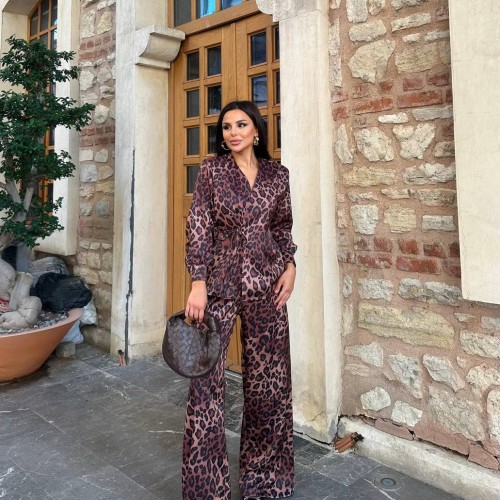 220149 TOPTAN LEOPAR PANTOLON TAKIM toptan bayan giyim