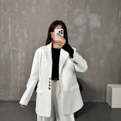 220154 TOPTAN BEYAZ CEKET 220154 TOPTAN BEYAZ CEKET toptan bayan giyim