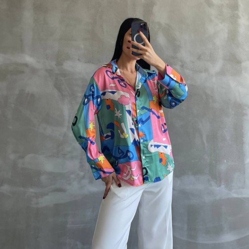 220198 TOPTAN DESENLİ GÖMLEK toptan bayan giyim