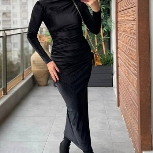 220259 TOPTAN SİYAH ELBİSE toptan bayan giyim