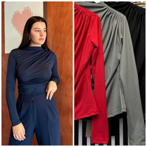 220266 TOPTAN GRİ BLUZ toptan bayan giyim