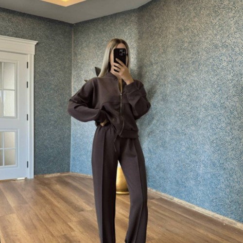 220272 TOPTAN KAHVE EŞOFMAN TAKIM 220272 TOPTAN KAHVE EŞOFMAN TAKIM toptan bayan giyim