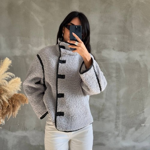 220291 TOPTAN GRİ CEKET 220291 TOPTAN GRİ CEKET toptan bayan giyim