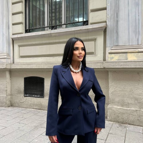 220298 TOPTAN LACİVERT PANTOLON TAKIM toptan bayan giyim