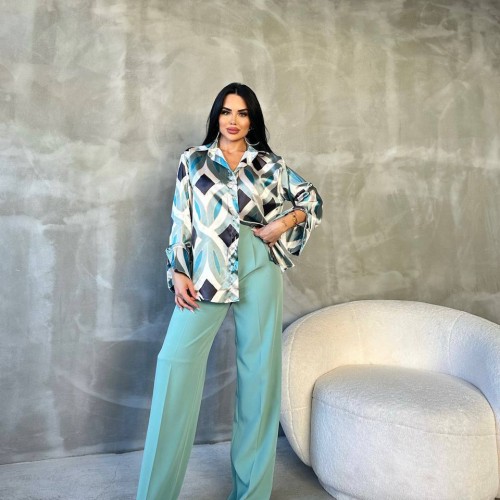 220312 TOPTAN SU YEŞİL PANTOLON toptan bayan giyim