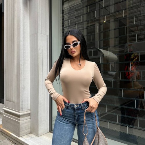 220343 TOPTAN BEJ BLUZ toptan bayan giyim