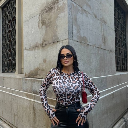 220356 TOPTAN LEOPAR BLUZ toptan bayan giyim