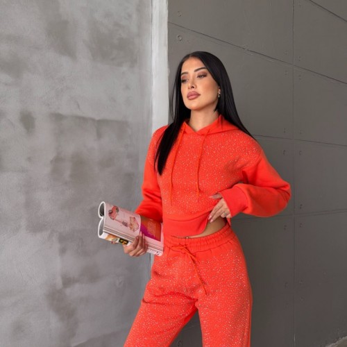 220399 TOPTAN KIRMIZI EŞOFMAN TAKIM toptan bayan giyim