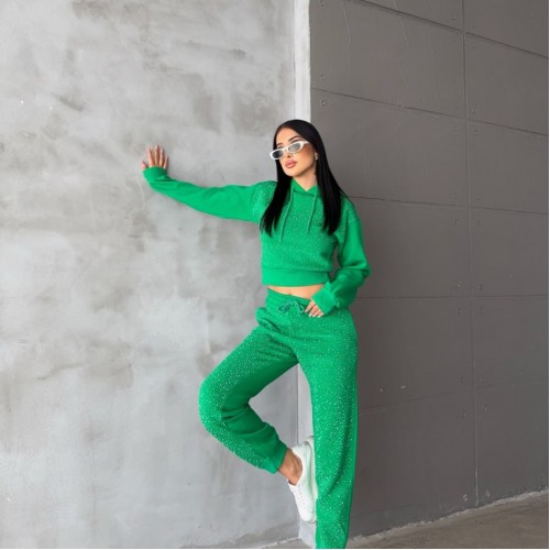220403 TOPTAN YEŞİL EŞOFMAN TAKIM toptan bayan giyim