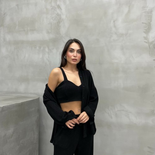 220405 TOPTAN SİYAH PANTOLON TAKIM toptan bayan giyim