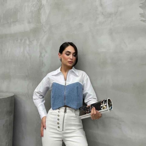 220417 TOPTAN BEYAZ GÖMLEK toptan bayan giyim