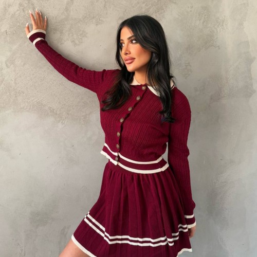 220428 TOPTAN BORDO ETEK TAKIM toptan bayan giyim