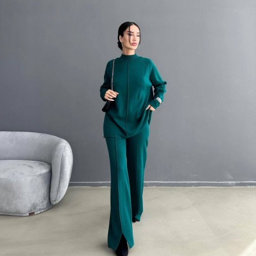 220435 TOPTAN ZÜMRÜT YEŞİL PANTOLON TAKIM toptan bayan giyim