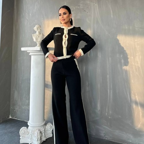 220436 TOPTAN SİYAH PANTOLON TAKIM toptan bayan giyim