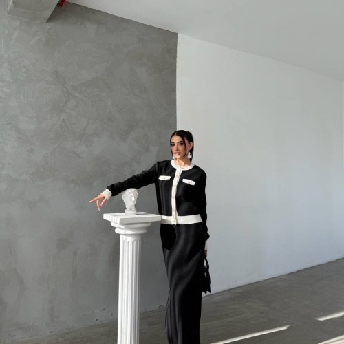 220439 TOPTAN SİYAH ETEK TAKIM toptan bayan giyim