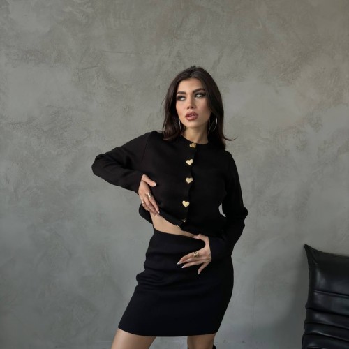 220460 TOPTAN SİYAH ETEK TAKIM toptan bayan giyim