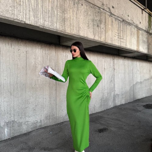 220464 TOPTAN YEŞİL ELBİSE toptan bayan giyim