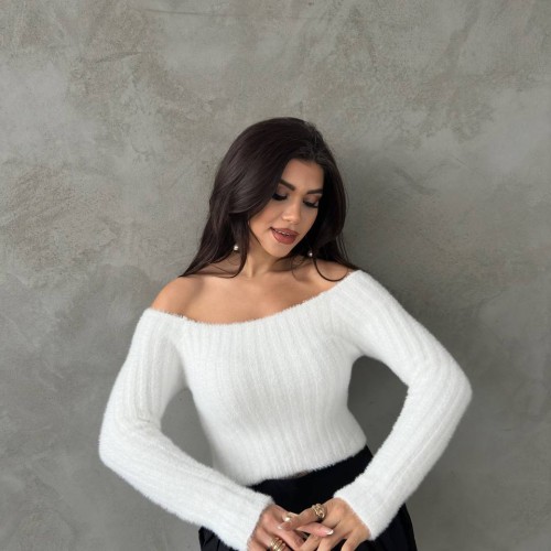 220470 TOPTAN BEYAZ KAZAK toptan bayan giyim