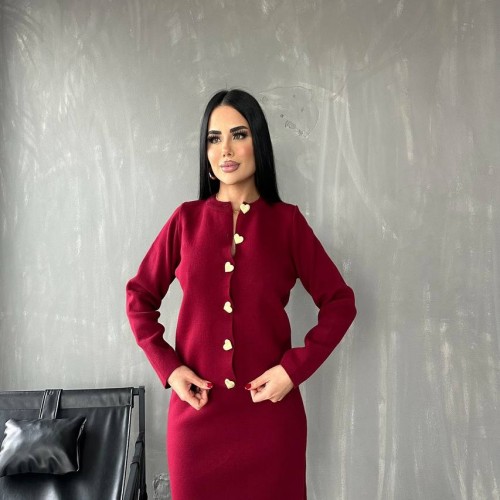 220482 TOPTAN BORDO ETEK TAKIM toptan bayan giyim