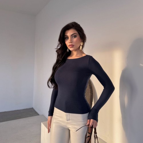 220549 TOPTAN LACİVERT BLUZ toptan bayan giyim